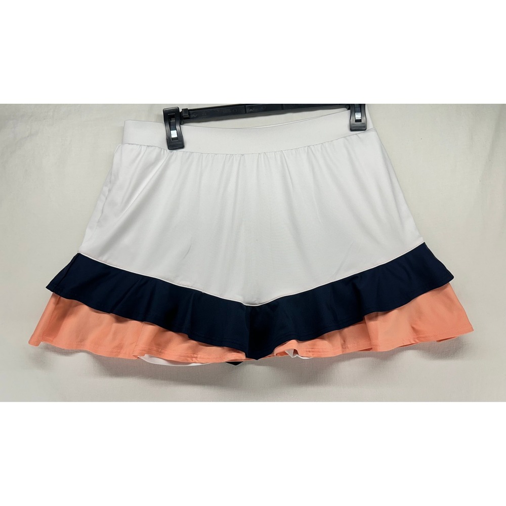 Tail Womens Activewear Skort White Navy Coral Ruffle Tennis Golf Skirt Size M - Picture 2 of 12